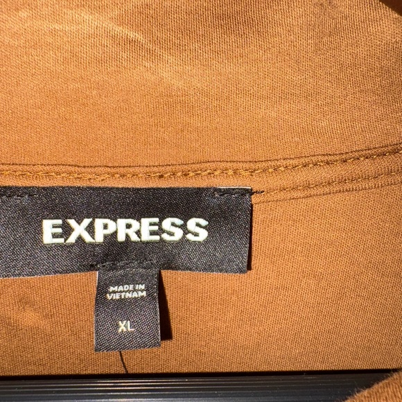 Men's Express Long Sleeve Tipped 1/4 Zip‎ Pull Over Sweatshirt Coffee Brown - Picture 5 of 6